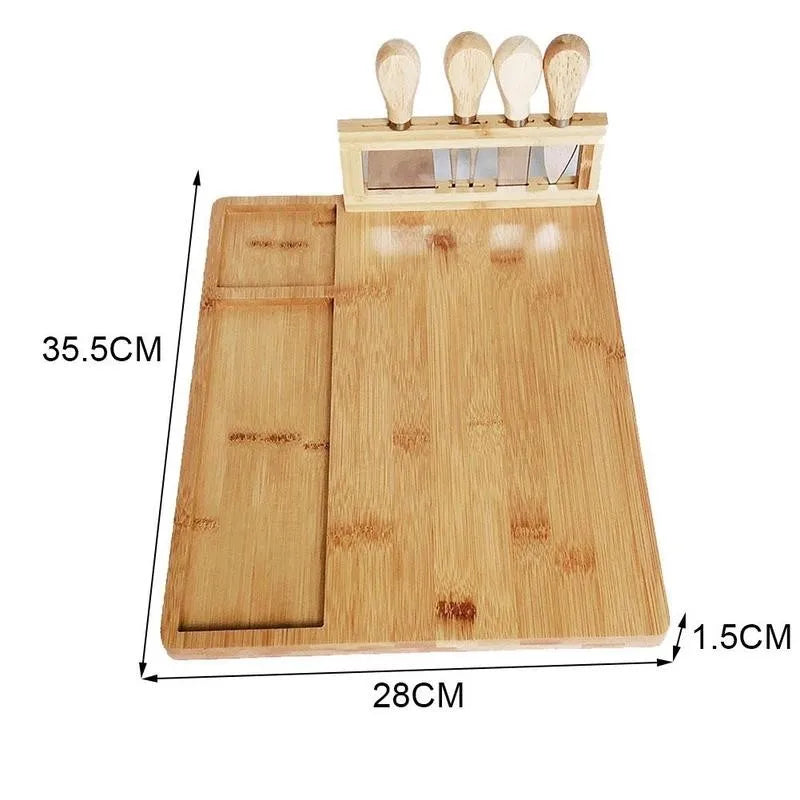 Planche à fromage en bambou avec porte-accessoires