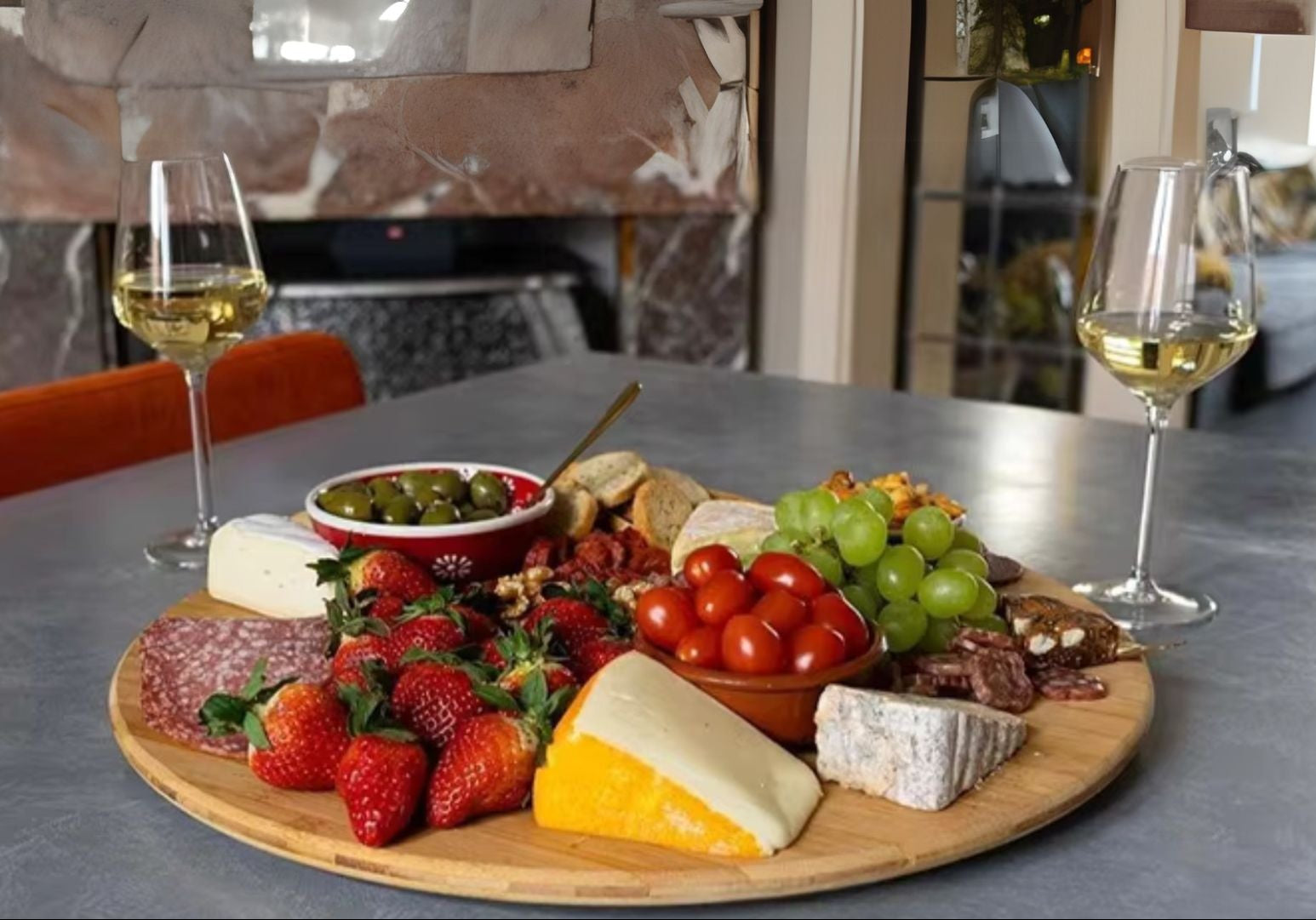 Plateau tournant à fromage en bambou